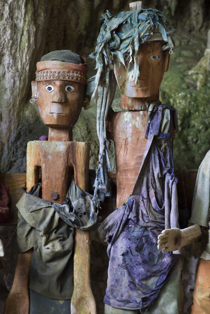 Burial cave called Londa in Tana Toraja, Indonesia, with tau-tau statues and skulls