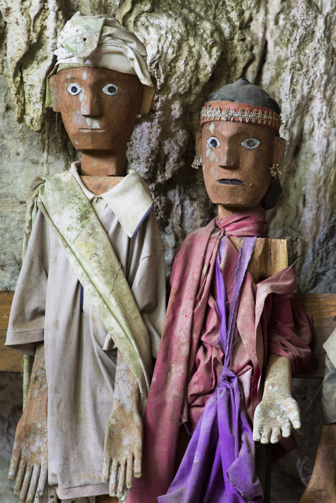 Burial cave called Londa in Tana Toraja, Indonesia, with tau-tau statues and skulls