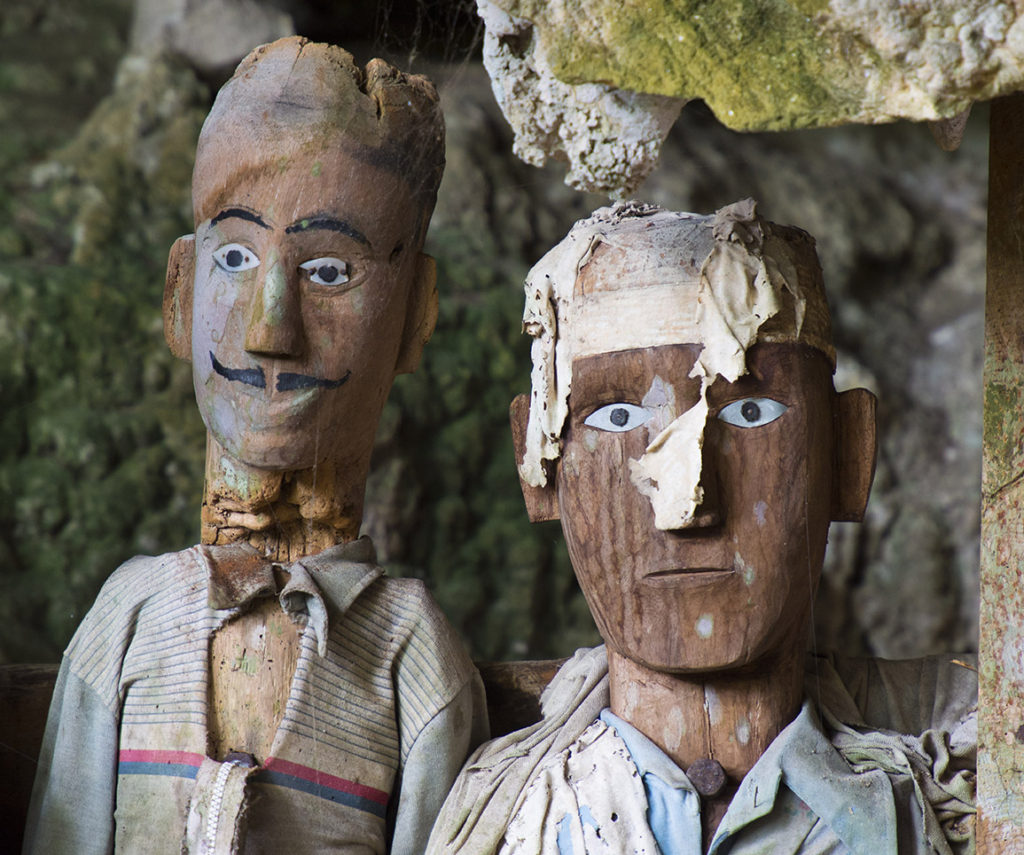 Burial cave called Londa in Tana Toraja, Indonesia, with tau-tau statues and skulls