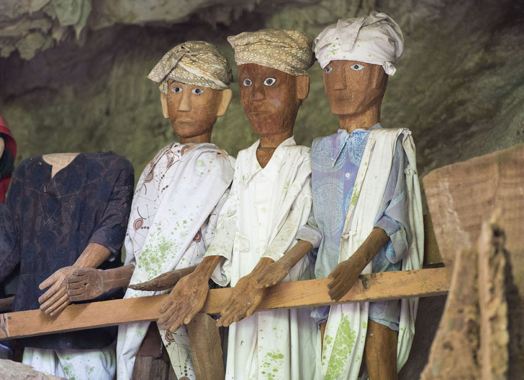 Burial cave called Londa in Tana Toraja, Indonesia, with tau-tau statues and skulls