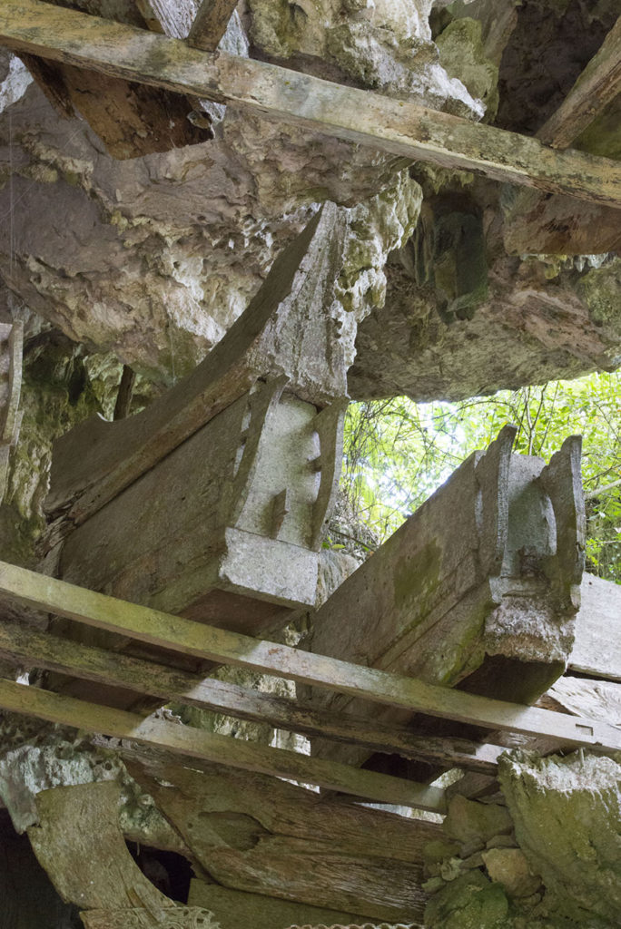 Burial cave called Londa in Tana Toraja, Indonesia, with tau-tau statues and skulls