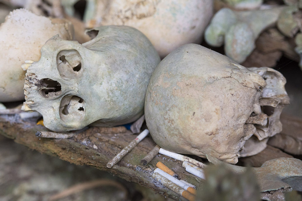 Burial cave called Londa in Tana Toraja, Indonesia, with tau-tau statues and skulls