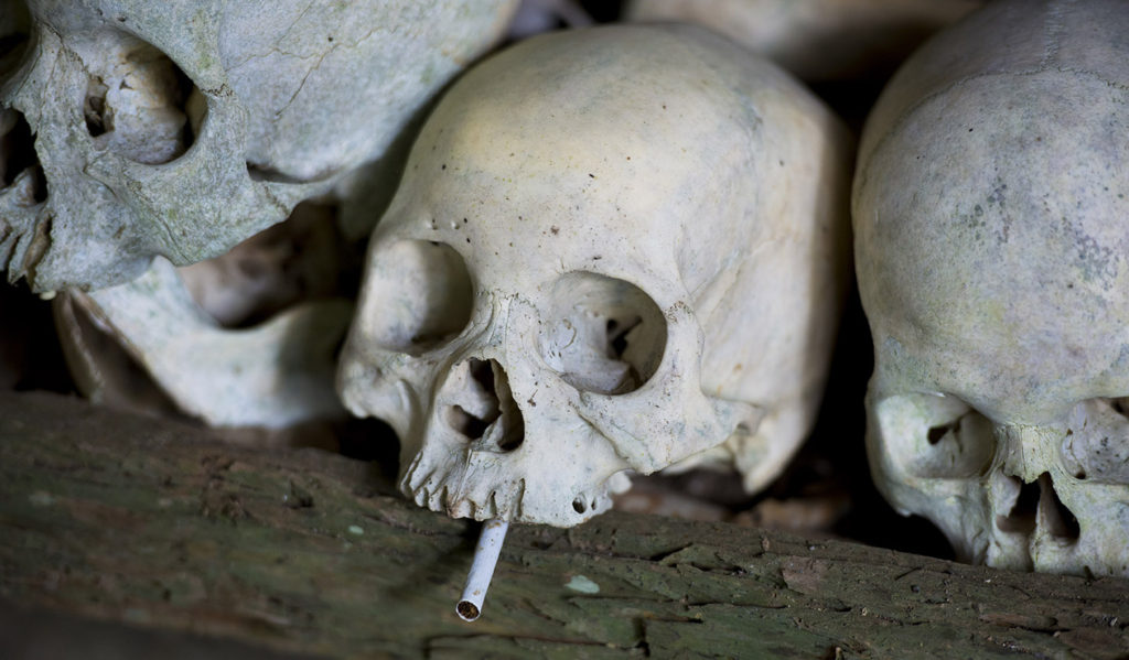 Burial cave called Londa in Tana Toraja, Indonesia, with tau-tau statues and skulls