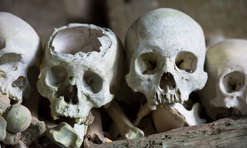 Burial cave called Londa in Tana Toraja, Indonesia, with tau-tau statues and skulls