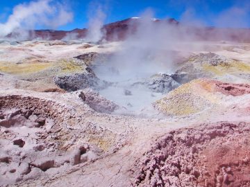 Bolivia’s Sol de Mañana (Morning Sun) is a geothermal field.