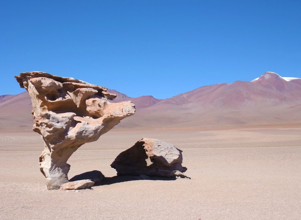 The Árbol de Piedra (stone tree) is an isolated rock formation in Bolivia’s Eduardo Avaroa Andean Fauna National Reserve