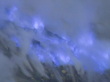 Kawah Ijen volcano crater in Java, Indonesia