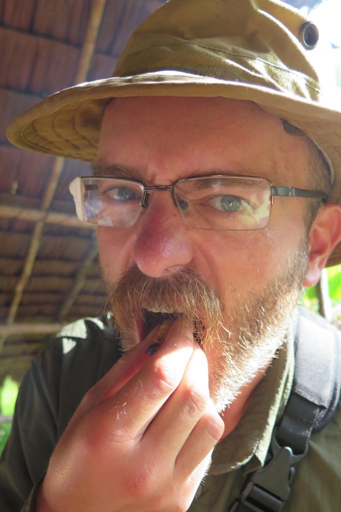 Me eating a live witchetty grub.